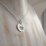 Tiny Silver Cut Out Heart Necklace - Sterling Silver Hammered Heart Pendant
