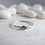 Sterling Silver Diamond Stamped Stacking Ring