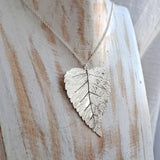 Silver Birch Leaf Pendant (large 1)