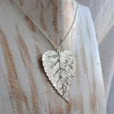 Silver Birch Leaf Pendant (large 1)