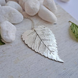 Silver Birch Leaf Pendant (large 1)