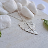 Silver Birch Leaf Pendant (medium 2)