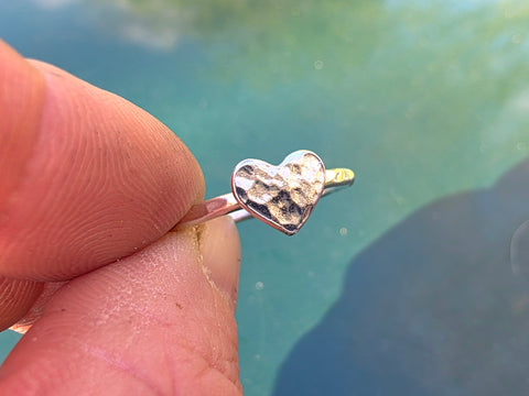 Hammered Silver Heart Ring - Sterling Silver Ring 925