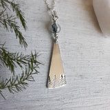 Tiny Silver Asymmetrical Triangle Forest Necklace - Sterling Silver Tree Necklace