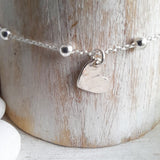 Mini Heart Bracelet - Hammered Silver