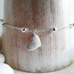 Mini Heart Bracelet - Hammered Silver