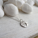 Tiny Silver Cut Out Heart Necklace - Sterling Silver Hammered Heart Pendant