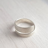 Brushed Sterling Silver Ring - Adjustable Wrap Ring