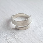 Brushed Sterling Silver Ring - Adjustable Wrap Ring