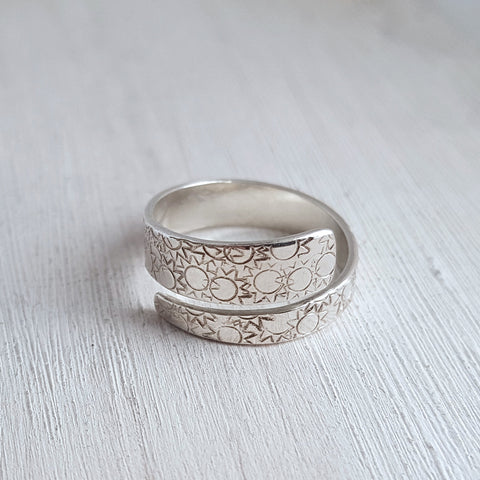 Silver Sun Ring - Sterling Silver Wrap Ring