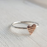 Sterling Silver Ring with a Copper Heart