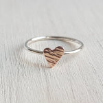Sterling Silver Ring with a Copper Heart