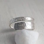 Textured Silver Wrap Ring - Sterling Silver Adjustable Ring - 925