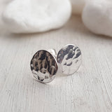 Silver Hammered Disk Studs - Sterling Silver Minimalist Earrings