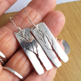 Cut Out Tree Earrings - 925 - Oak Trees