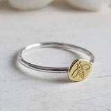 Tiny Bee Ring Silver and Brass - Golden Bee