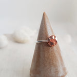 Hammered Copper and Silver Ring - Rose Gold Disk Ring