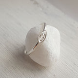 Tiny Leaf Ring - Steriling Silver Band and a Cute Brass Leaf