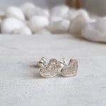Silver Heart Studs - Sterling Silver Hammered Heart Studs