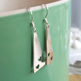 Triangle Earrings with Cut out Hearts