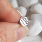 Bark Effect Silver Ring- 925 Disk Dainty Ring