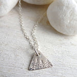 Tiny Silver Forest Triangle  Necklace - Sterling Silver Tree Necklace