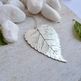 Silver Birch Leaf Pendant (large 1)